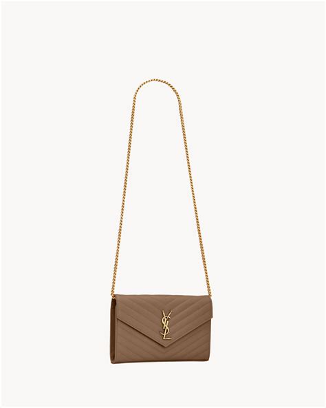 ysl classic cassandre chain wallet in grain de poudre leather|More.